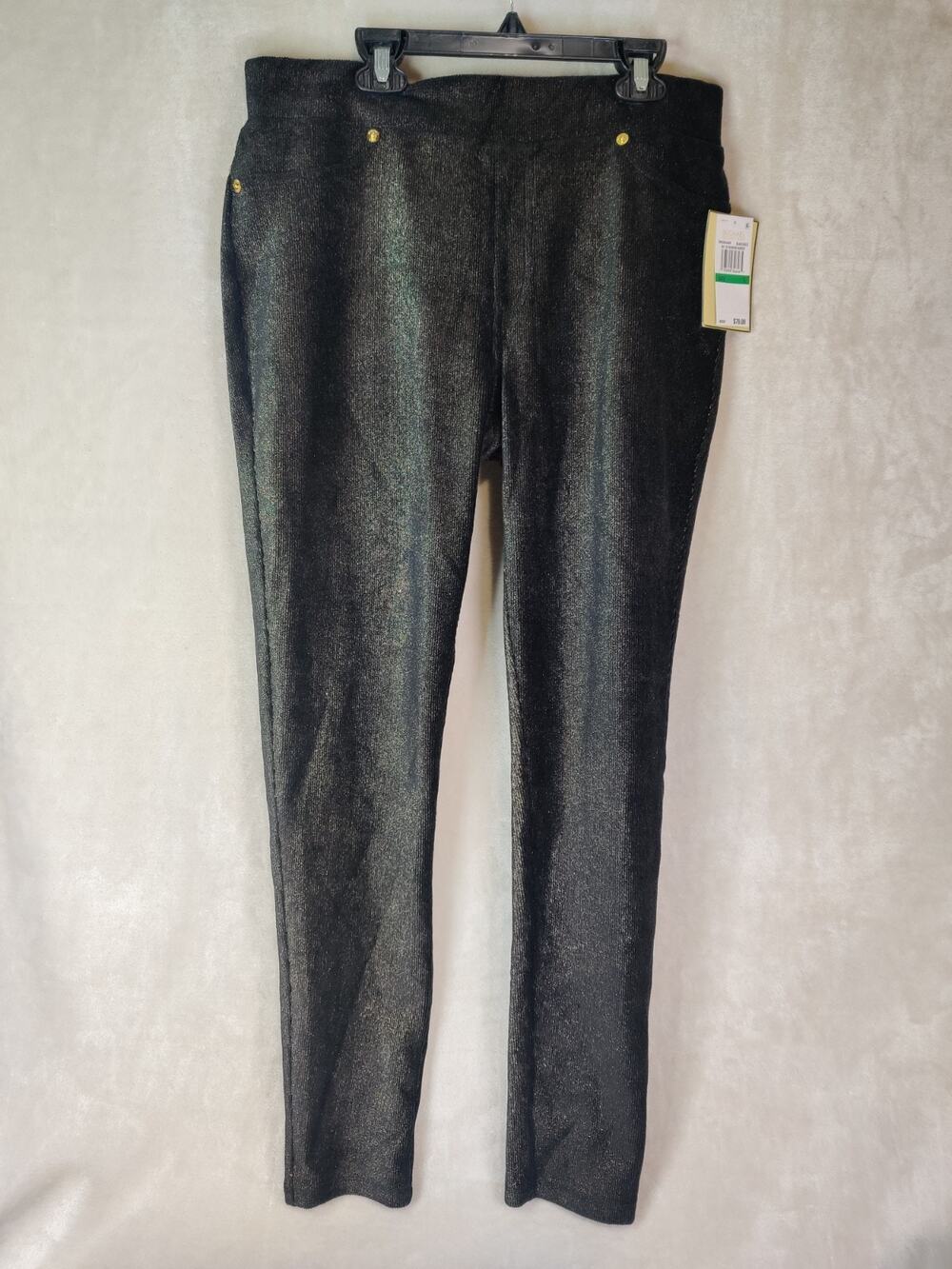 Michael Kors Black Gold Fashion Basics Shimmer Pants Size Large